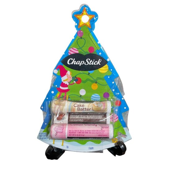 ChapStick Holiday Lip Balm Gift Set With Sugar Cookie Cotton Candy Hot Chocolate - Picture 1 of 3